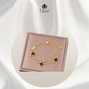 Lắc chân charm cỏ 4 lá đen may mắn - Ume Store