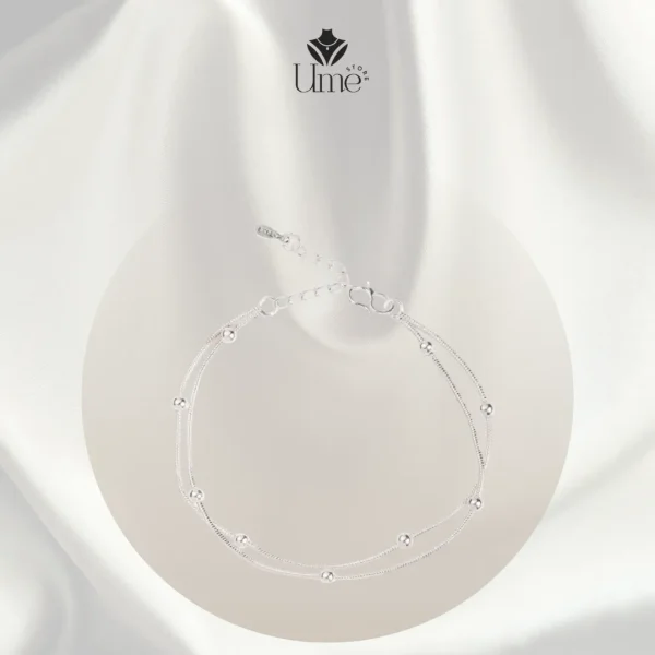 Lắc chân hai tầng phối bi tròn - Ume Store